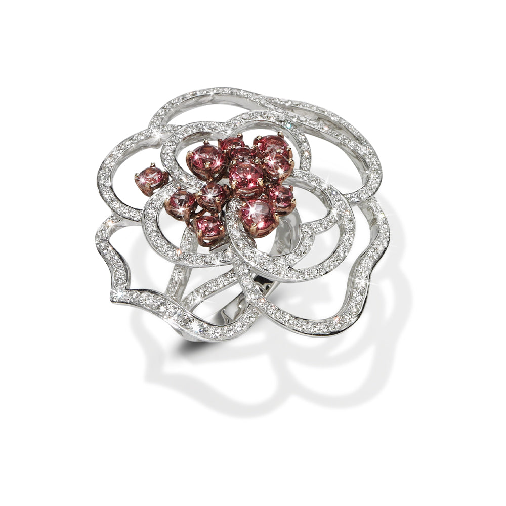 Anello Fiore _ topazi rosa