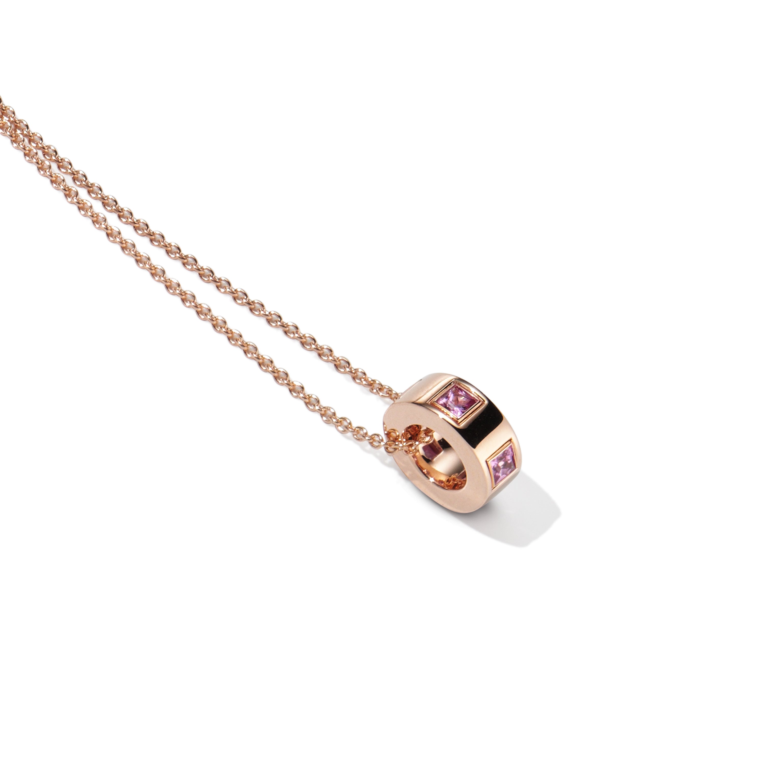 Collana Luce con pendente Boccola _  Zaffiri Rosa