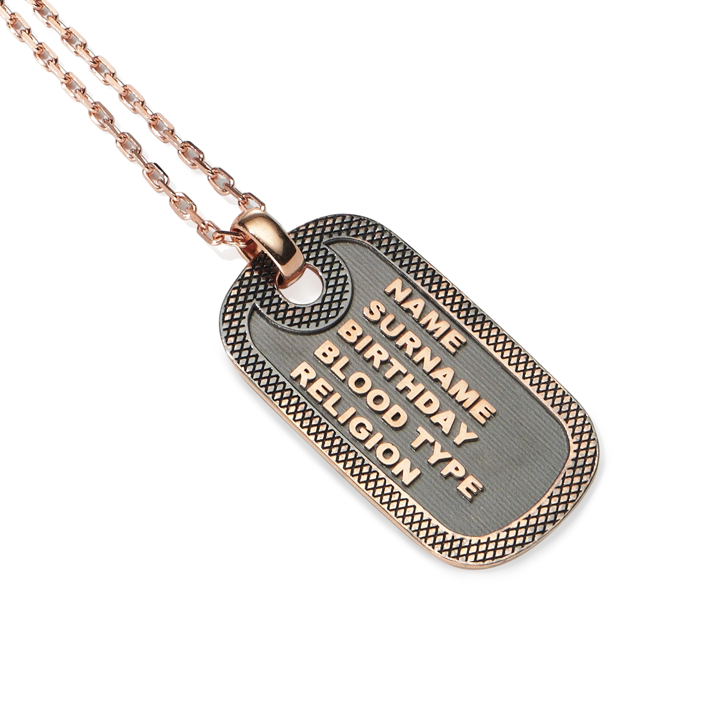 Collana Tag Army _ oro rosa rodiato