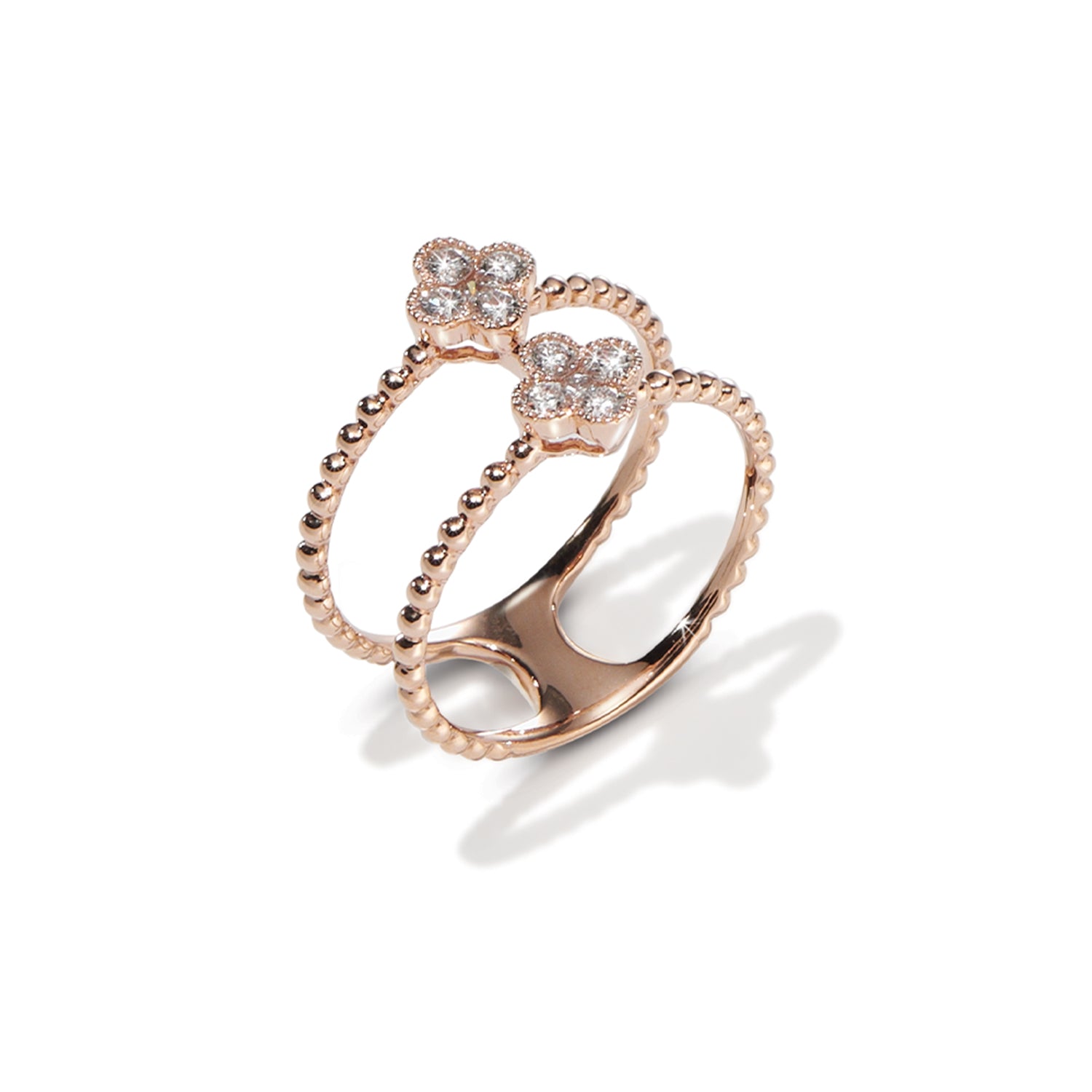 Anello Doppio Fiorellino _ diamanti