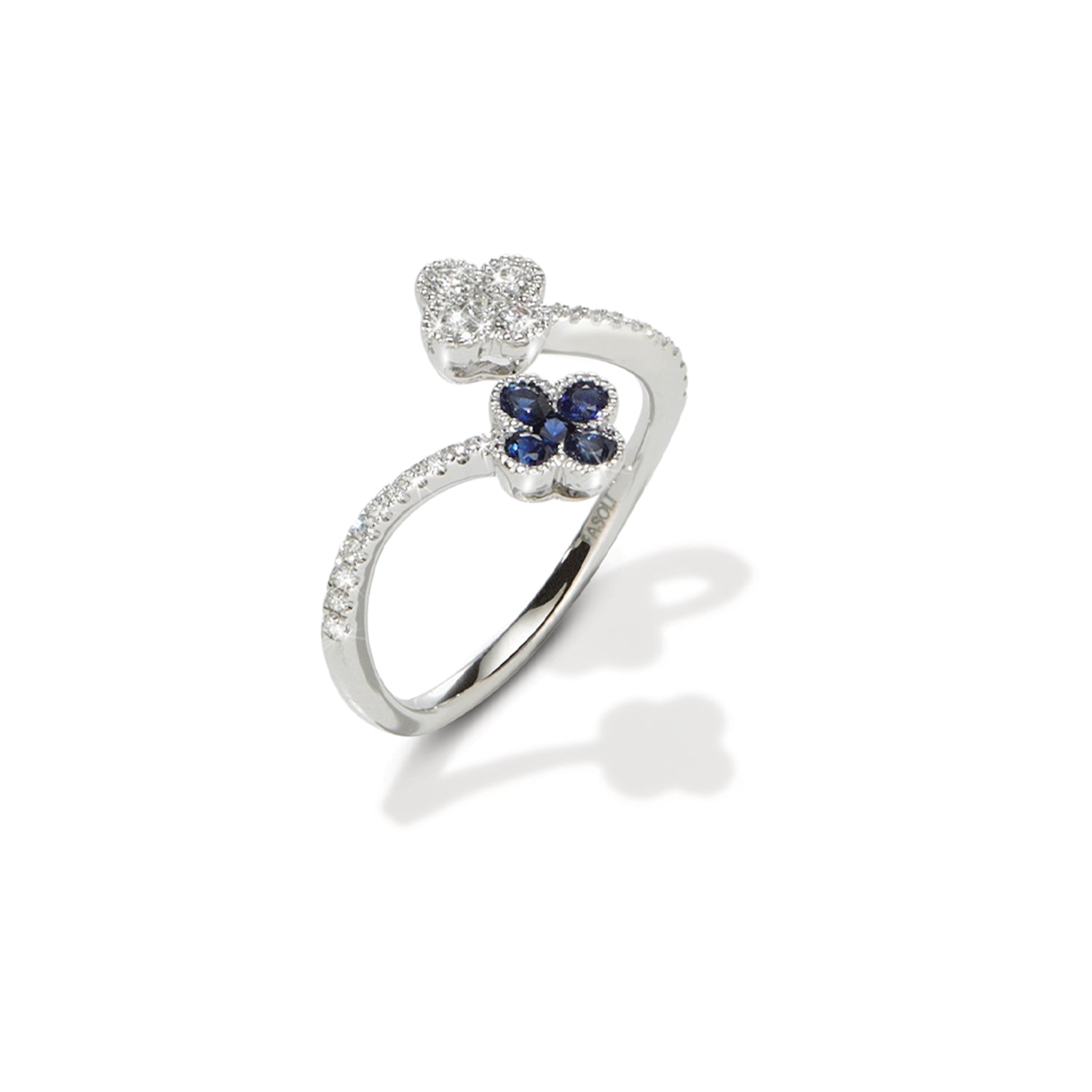 Anello Fiorellino _ diamanti e zaffiri